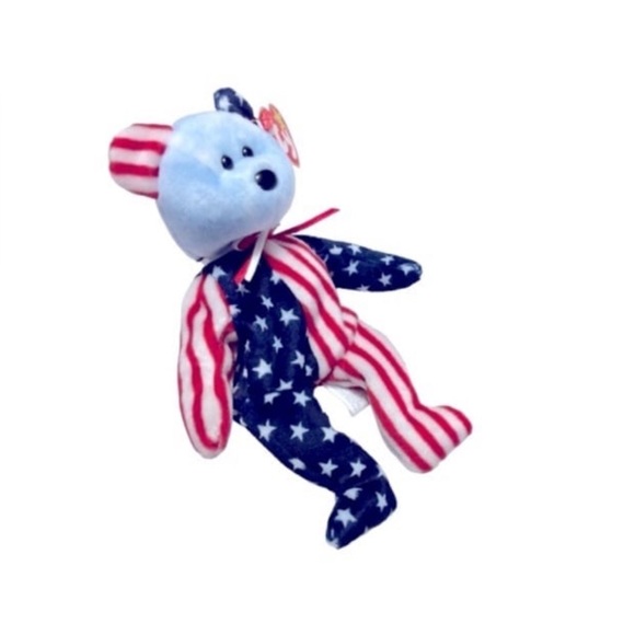 Rare Ty Beanie Babies Rare BLUE Face Spangle Bear - Picture 3 of 10